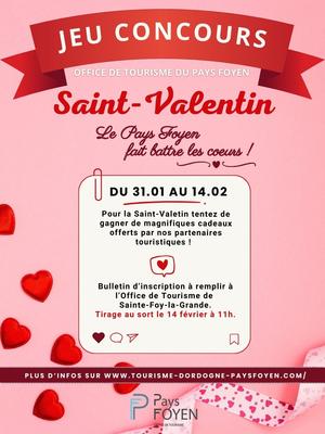 Jeu concours Saint-Valentin par l'Office de Tourisme du Pays Foyen : le Pays Foyen fait battre les coeurs!