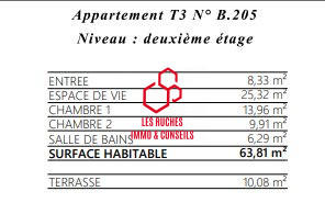 Appartement - 64 m² - 3 pièces