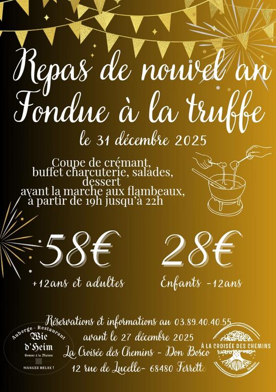 Repas de nouvel an Raclette et Fondue marche aux Flambeaux 2025