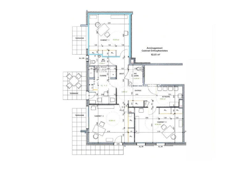 Bureau - 18 m² - 4 pièces