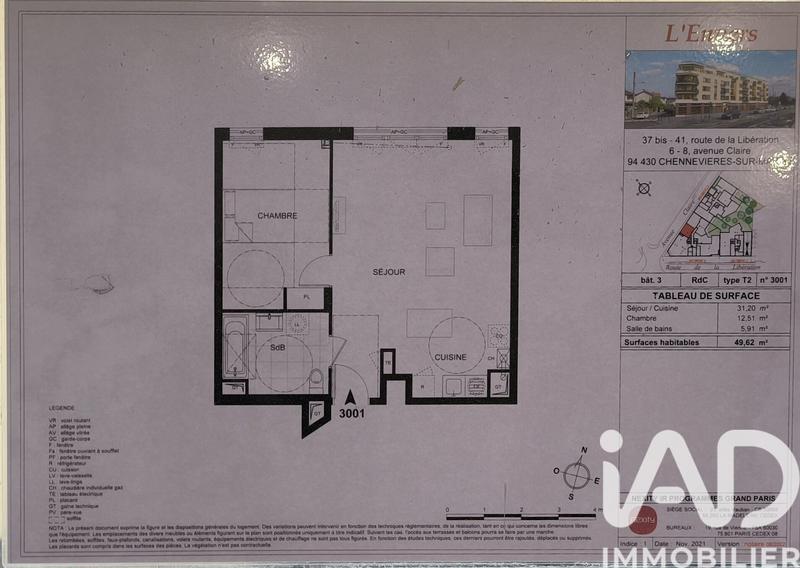 Appartement - 51 m² - 2 pièces