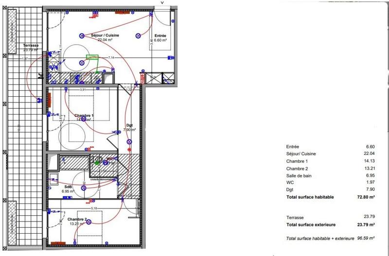 Appartement - 73 m² - 3 pièces