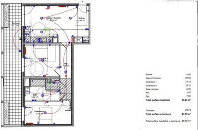 Appartement - 73 m² - 3 pièces