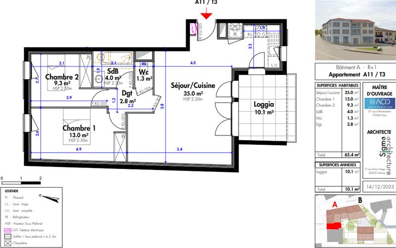 Appartement - 65 m² - 3 pièces