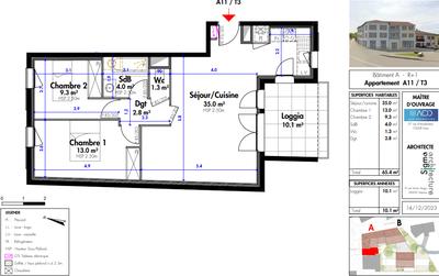 Appartement - 65 m² - 3 pièces