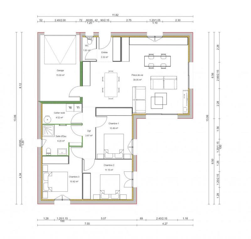 Maison - 90 m² - 4 pièces