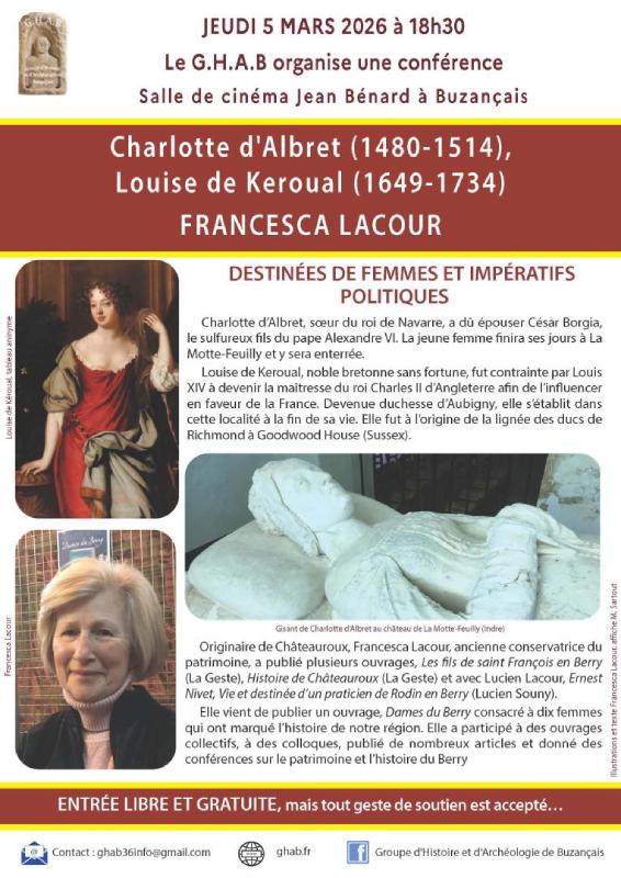 Conférence : Charlotte d'Albret et Louise de Keroual, deux destinées de femmes et impératifs politiques...