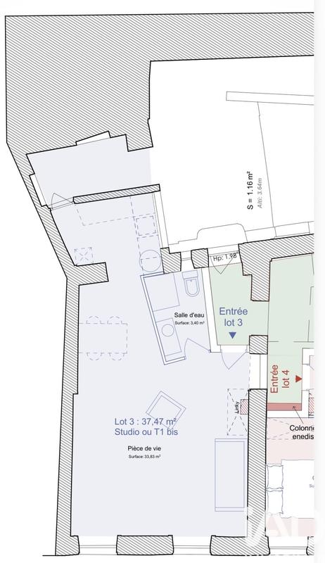 Appartement - 37 m² - 1 pièce