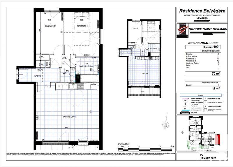 Appartement - 69 m² - 3 pièces