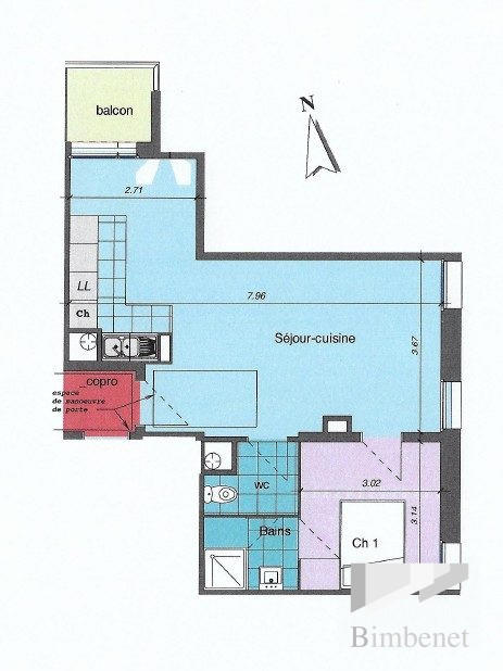 Appartement - 47 m² - 2 pièces
