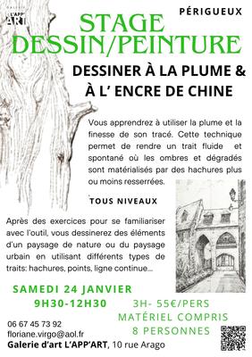 Stage dessin-peinture : Dessiner à la Plume &amp; à l’Encre de Chine par Floriane Virgo