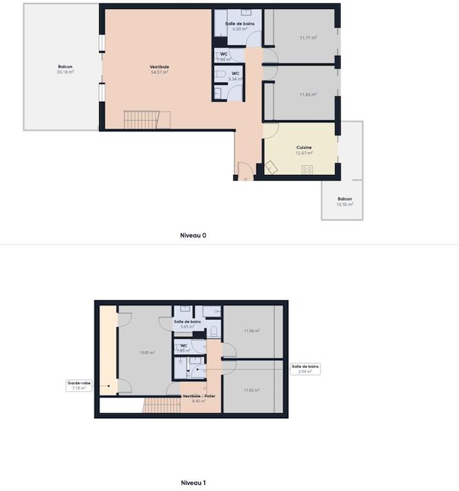 Duplex - 185 m² - 6 pièces