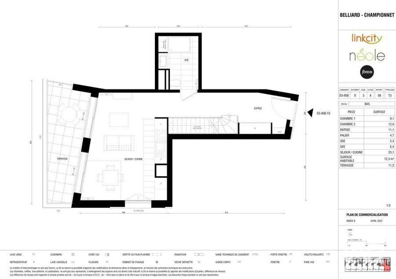 Appartement - 72 m² - 3 pièces