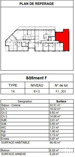 Appartement - 94 m² - 4 pièces