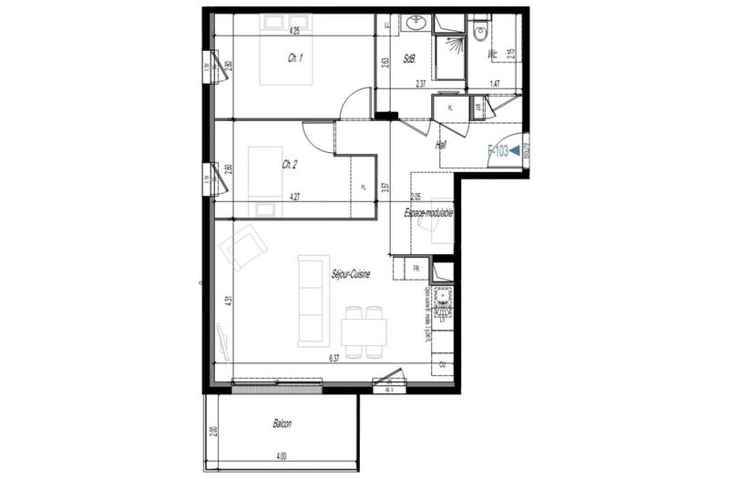 Appartement - 68 m² - 3 pièces