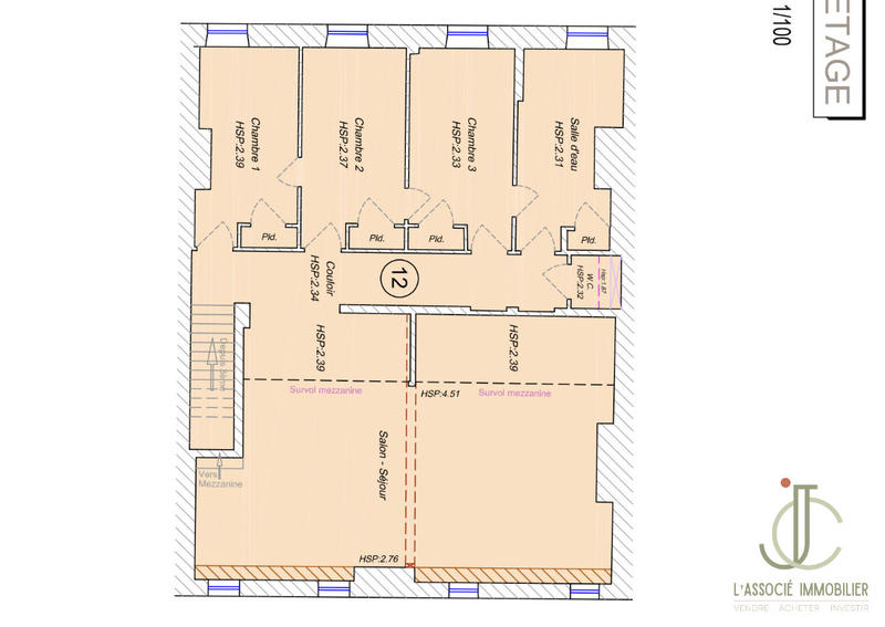 Appartement - 150 m² - 3 pièces