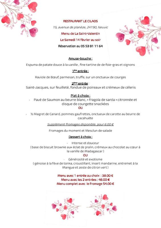Saint-Valentin au Restaurant le Cilaos
