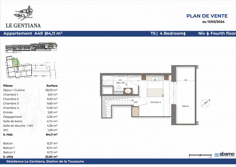 Appartement - 84 m² - 5 pièces