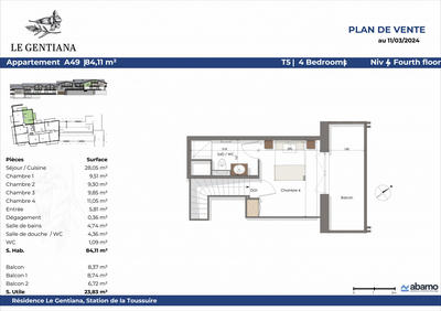Appartement - 84 m² - 5 pièces