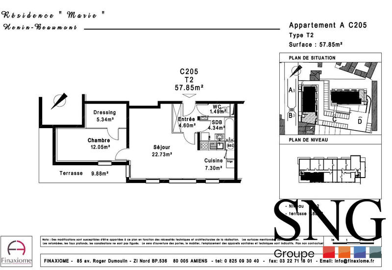 Appartement - 58 m² - 2 pièces