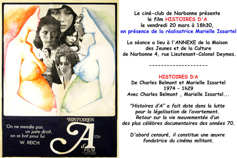 Cinéma : Projection d'Histoires d'a à Narbonne