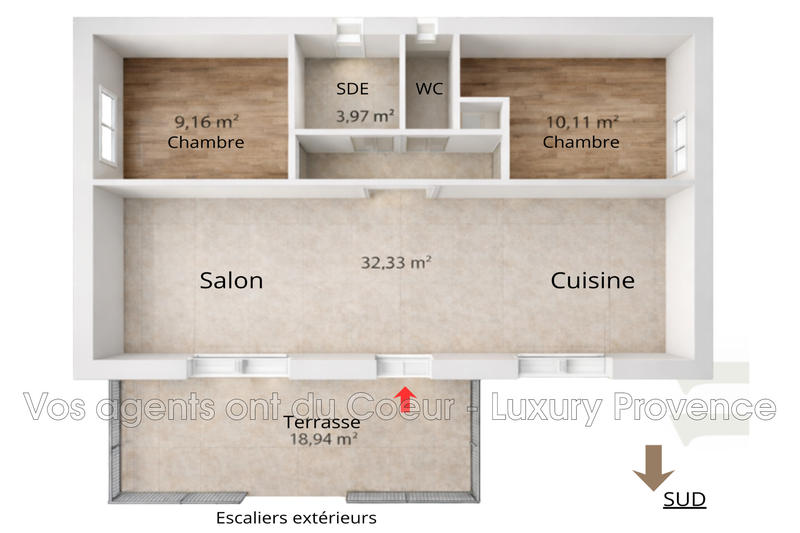 Appartement - 56 m² - 3 pièces