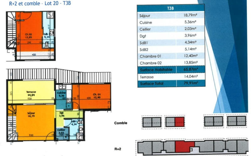Appartement - 66 m² - 3 pièces