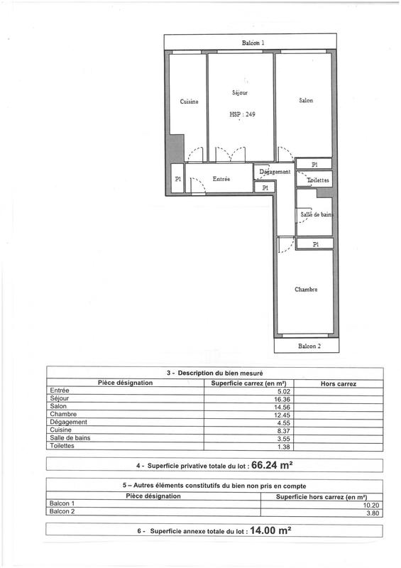 Appartement - 66 m² - 3 pièces