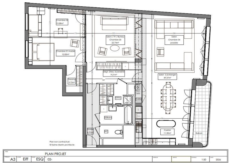 Appartement - 144 m² - 3 pièces