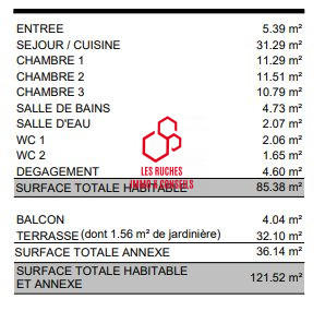 Appartement - 85 m² - 4 pièces