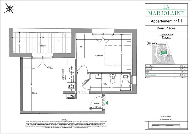 Appartement - 31 m² - 2 pièces
