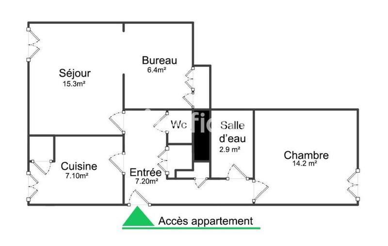 Appartement - 54 m² - 2 pièces