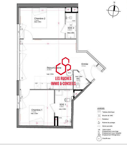 Appartement - 62 m² - 3 pièces