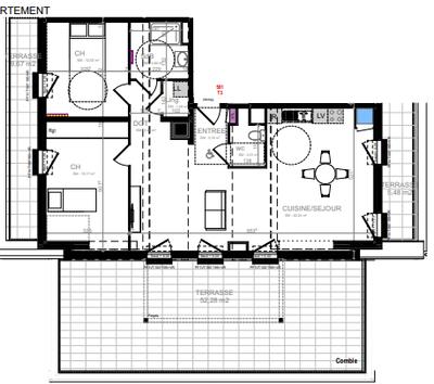 Appartement - 82 m² - 3 pièces