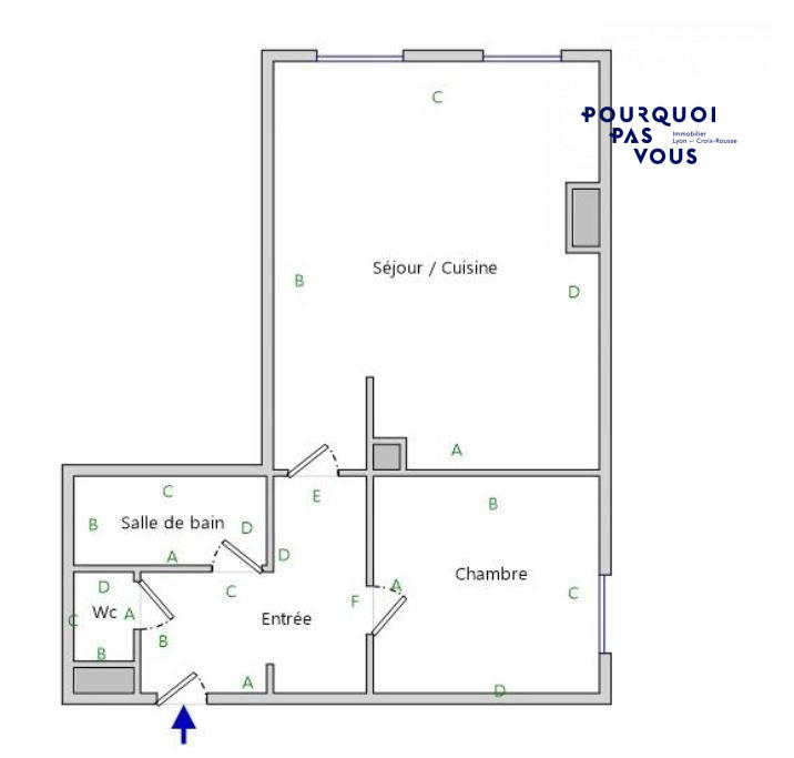 Appartement - 55 m² - 2 pièces