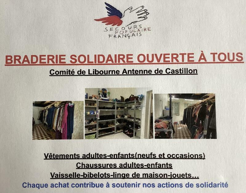 Braderie solidaire ouverte à tous (secours populaire comité de libourne antenne de castillon)