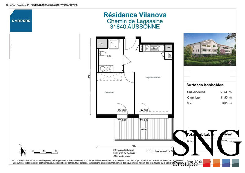 Appartement - 38 m² - 2 pièces