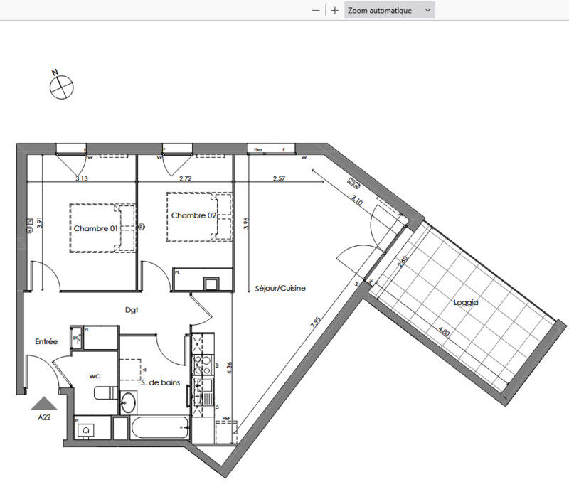 Appartement - 69 m² - 3 pièces
