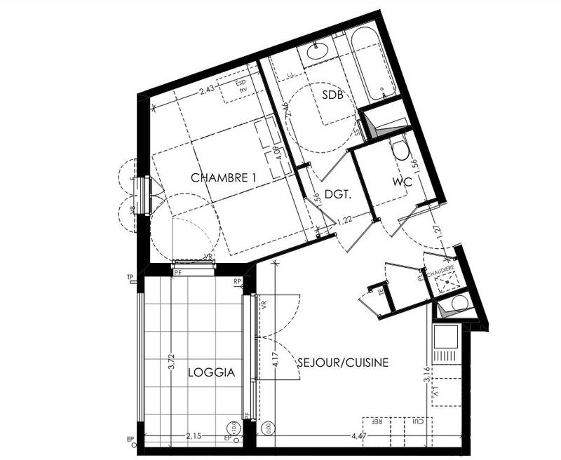 Appartement - 42 m² - 2 pièces