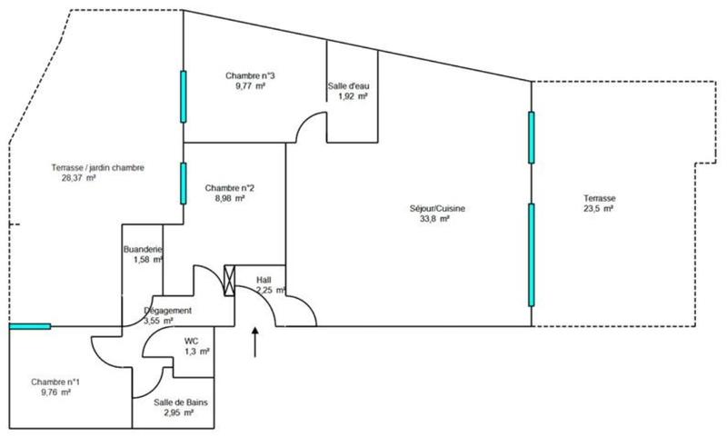 Appartement - 76 m² - 4 pièces