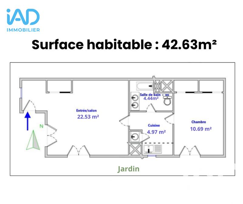 Appartement - 43 m² - 2 pièces