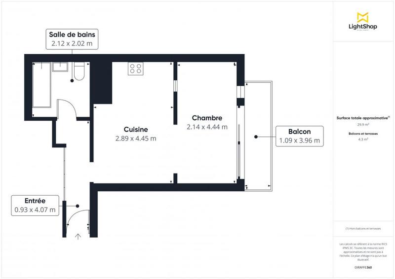 Appartement - 33 m² - 1 pièce