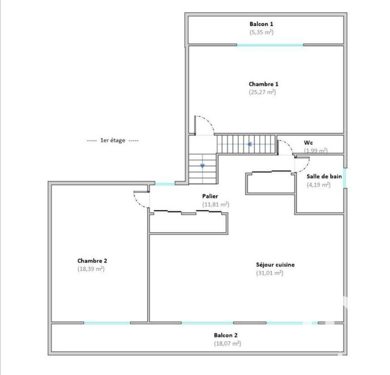 Maison de ville - 101 m² - 4 pièces