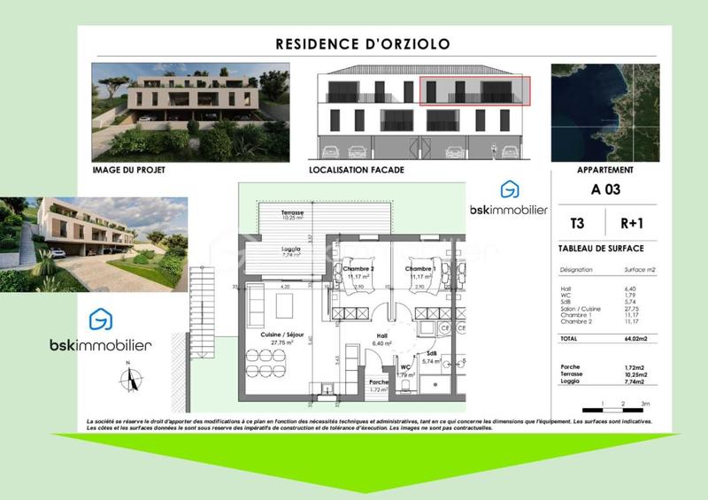 Appartement - 67 m² - 3 pièces