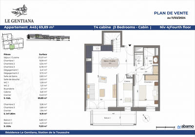 Appartement - 69 m² - 4 pièces