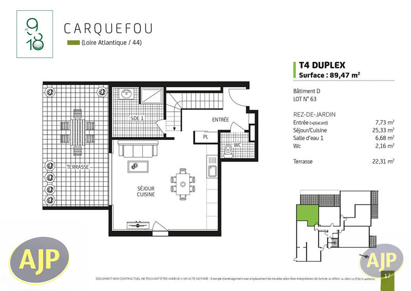 Appartement - 89 m² - 4 pièces