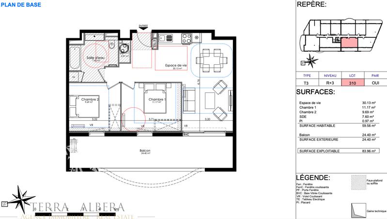 Appartement - 60 m² - 3 pièces