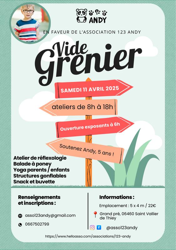 Vide grenier et journée des familles - asso 123 andy