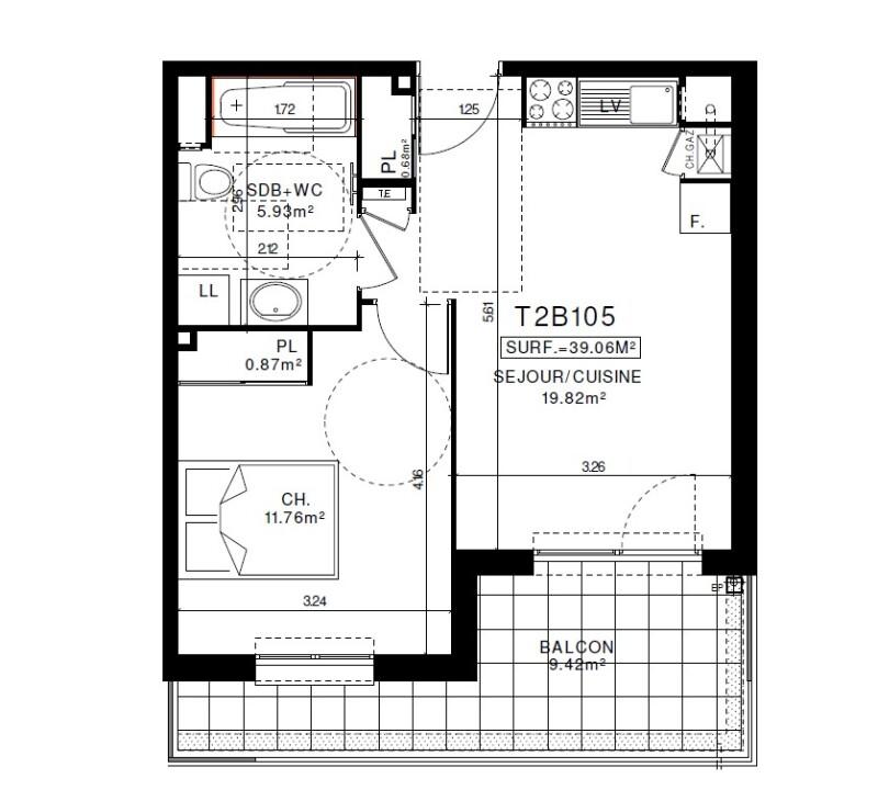 Appartement - 39 m² - 2 pièces