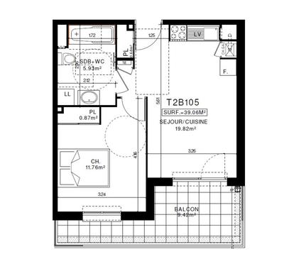 Appartement - 39 m² - 2 pièces